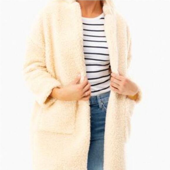 Emerson Fry Teddy Bear Coat In Ivory Size Large Oversized Fit - Picture 3 of 14